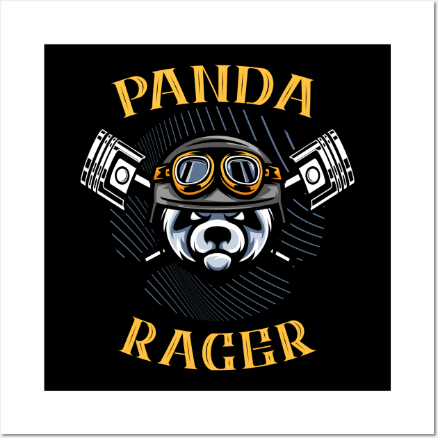 Panda Racer Motorcyclist Biker Gift Wall Art by Foxxy Merch